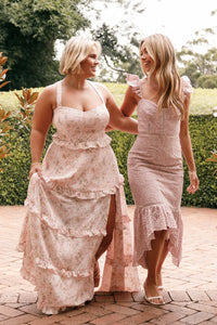 Lillee Tiered Maxi Dress in Lavender Floral