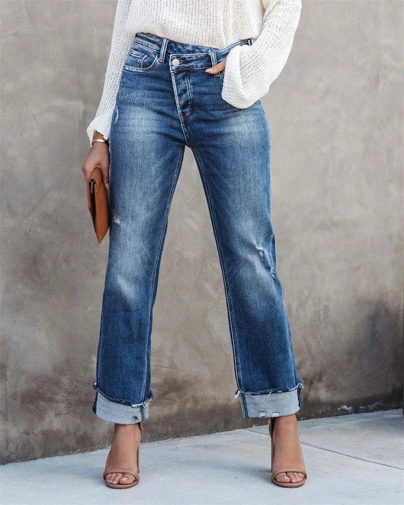 Petra Jeans with Button Front in Blue