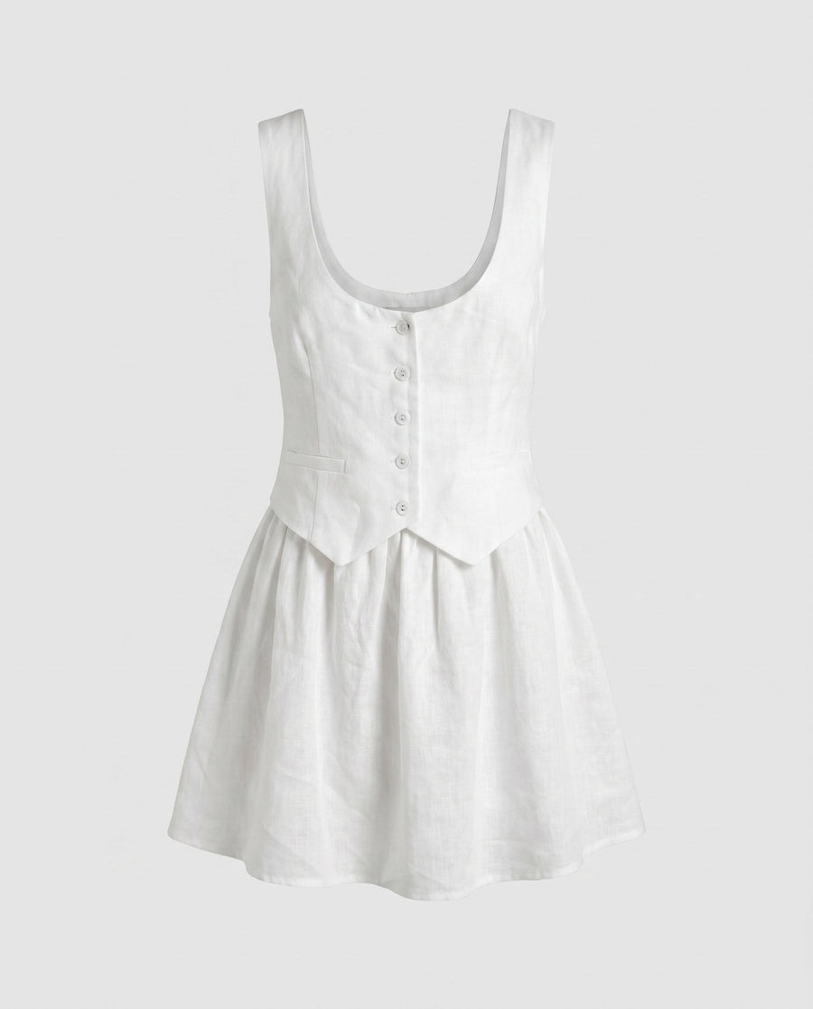 Petra Linen Dress in Beige
