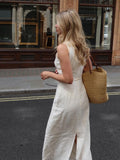 Petra Linen Dress with Sleeveless