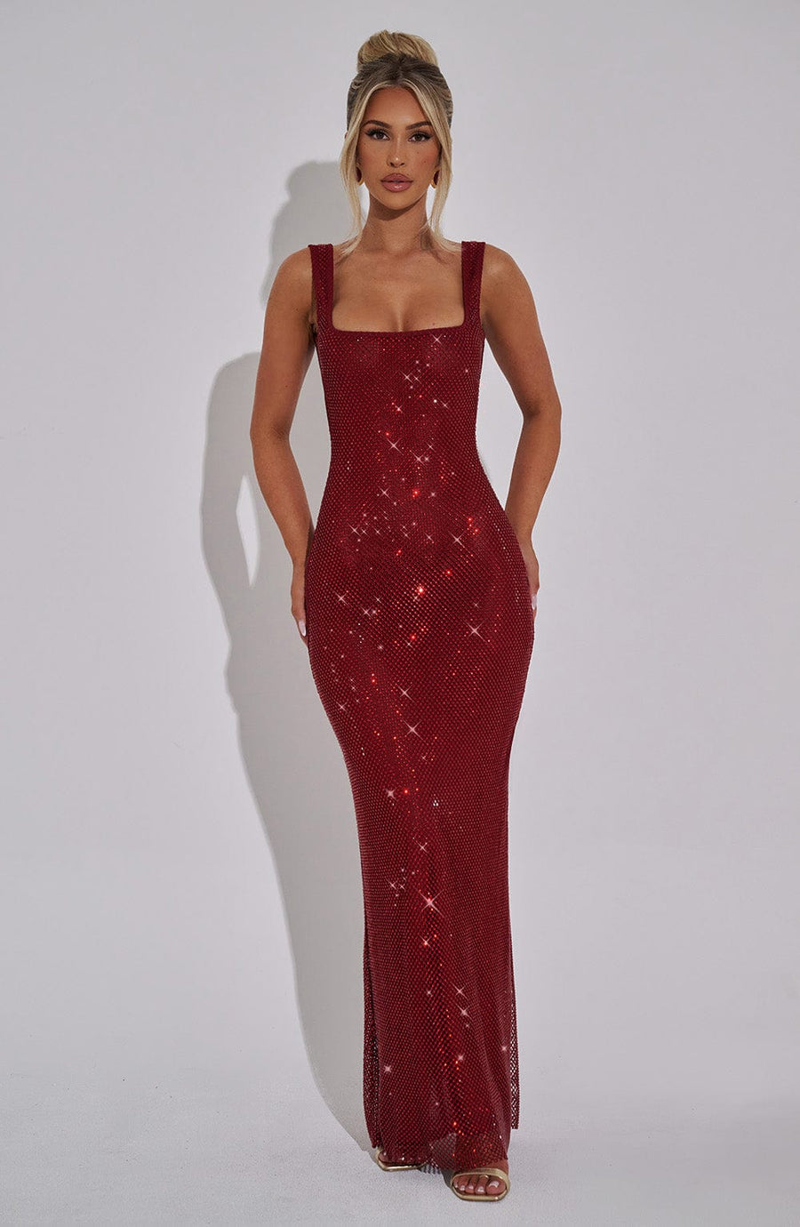 Enya Maxi Dress in Wine Red