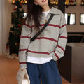 Petra Sweater with Zip Front and Striped