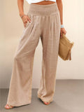 Petra Women's Wide Leg Pants High Waist Smocked Palazzo Trousers