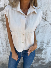 Phaedra Blouse with Pockets in Apricot