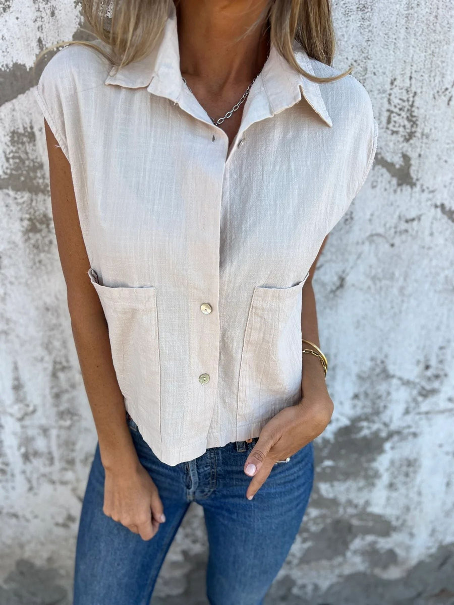 Phaedra Blouse with Pockets in Apricot