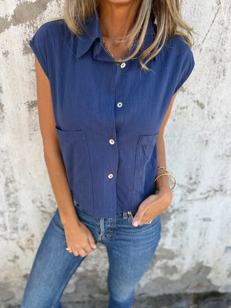 Phaedra Blouse with Pockets in Navy
