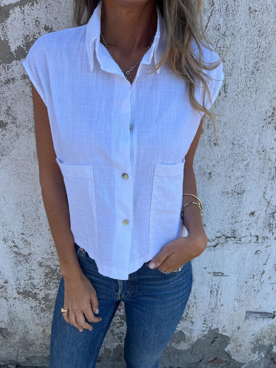 Phaedra Blouse with Pockets in White