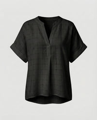 Phaedra Casual Linen Blouse with Oversized in Black
