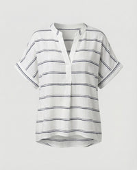Phaedra Casual Linen Blouse with Oversized in Grey