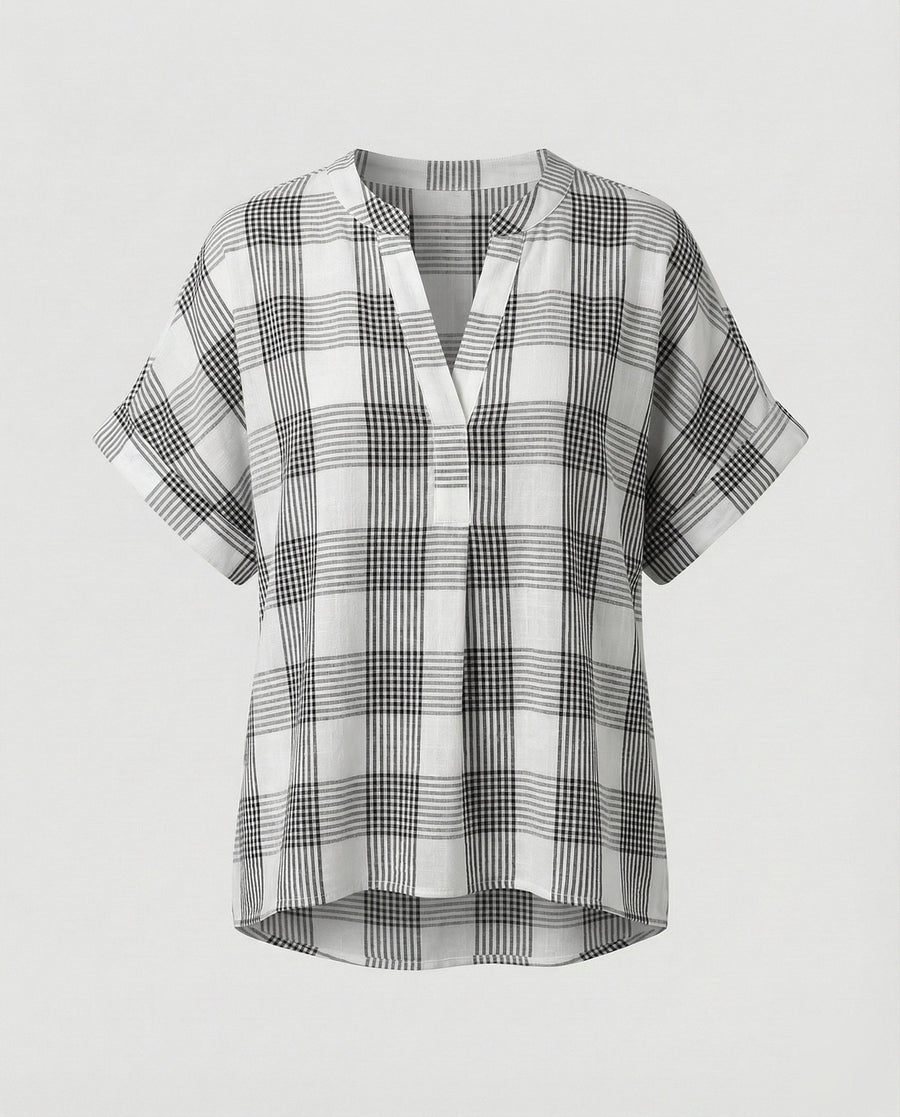 Phaedra Casual Linen Blouse with Oversized in Multicolour