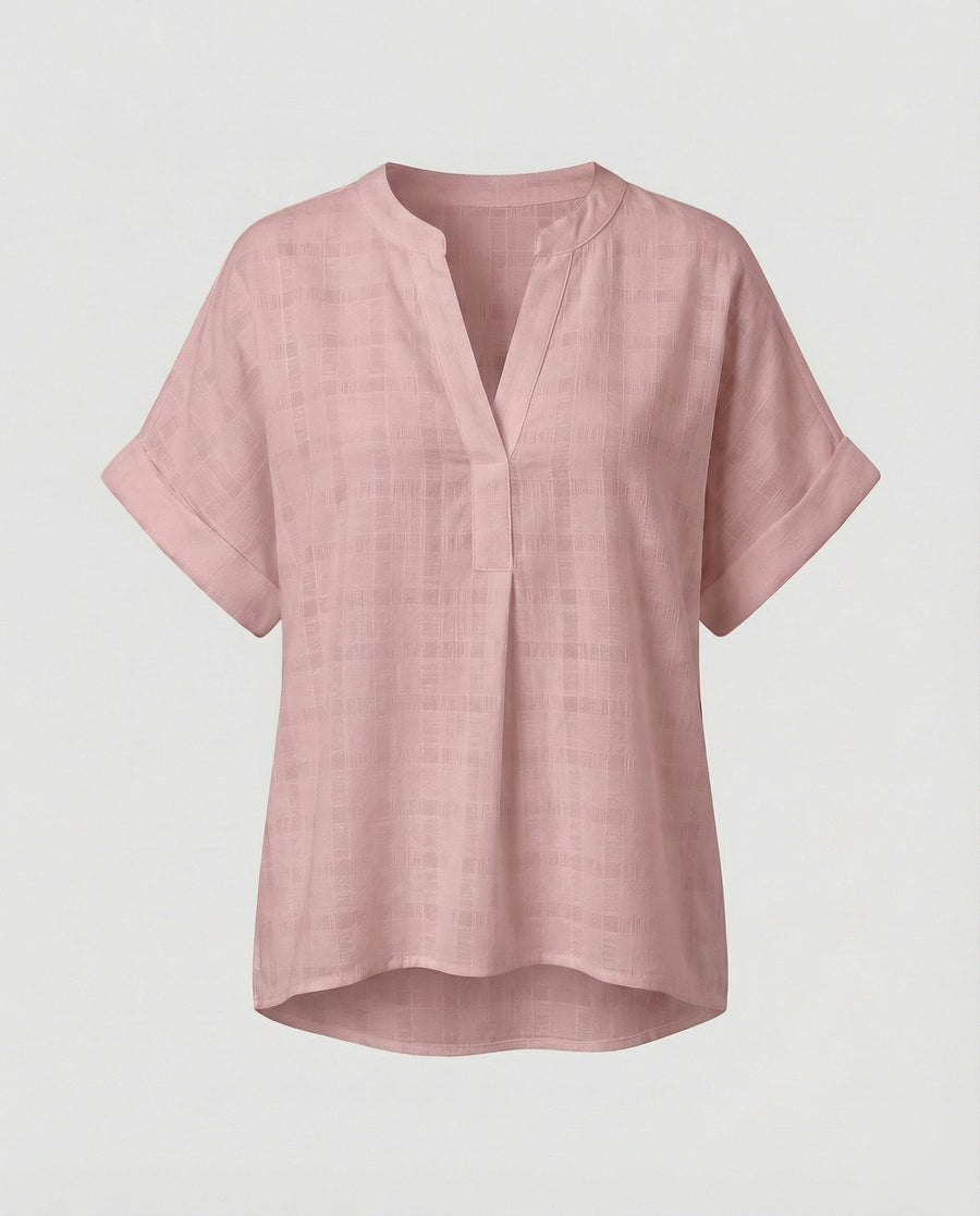 Phaedra Casual Linen Blouse with Oversized in Pink