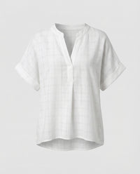Phaedra Casual Linen Blouse with Oversized in White