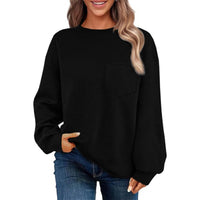 Phaedra Casual Sweater with Chest Pocket in Black