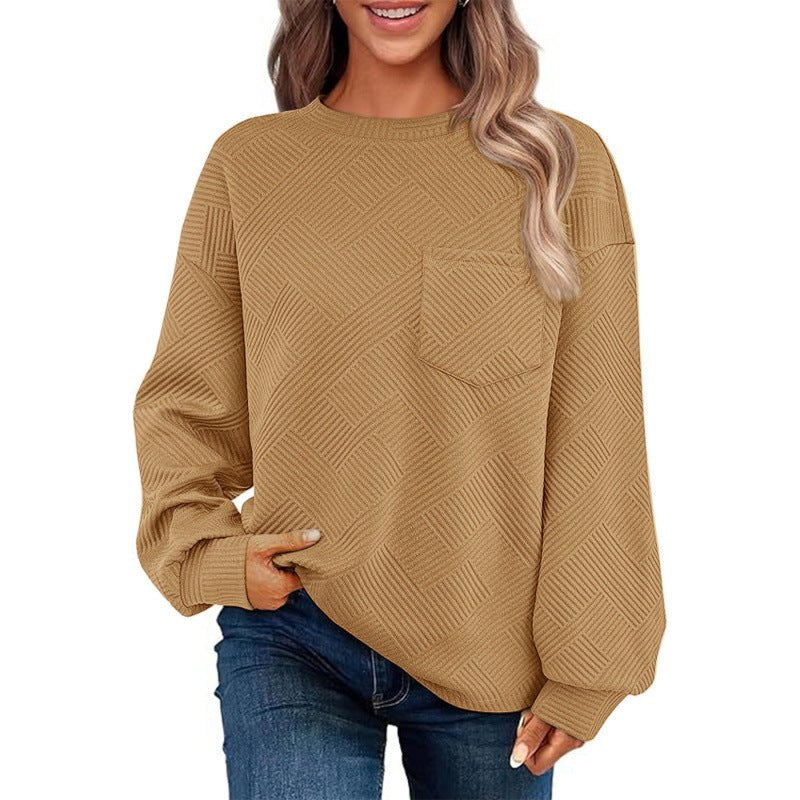 Phaedra Casual Sweater with Chest Pocket in Khaki