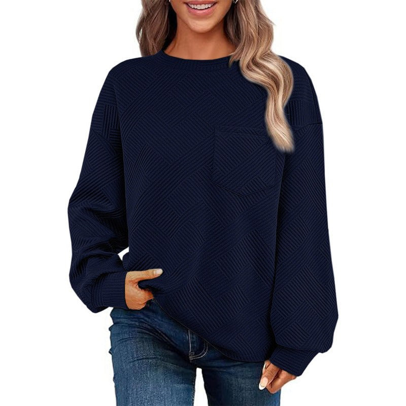 Phaedra Casual Sweater with Chest Pocket in Navy