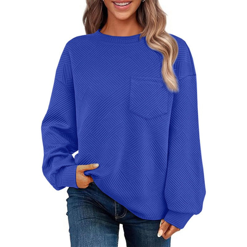 Phaedra Casual Sweater with Chest Pocket in Royal Blue