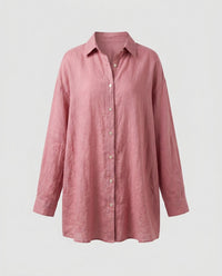 Phaedra Lightweight Linen Shirt with Oversized in Rosarot