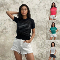 Phoebe Airy Knit Top with Short Sleeve