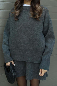 Phoebe Comfortable Knit Sweater in Dark Grey
