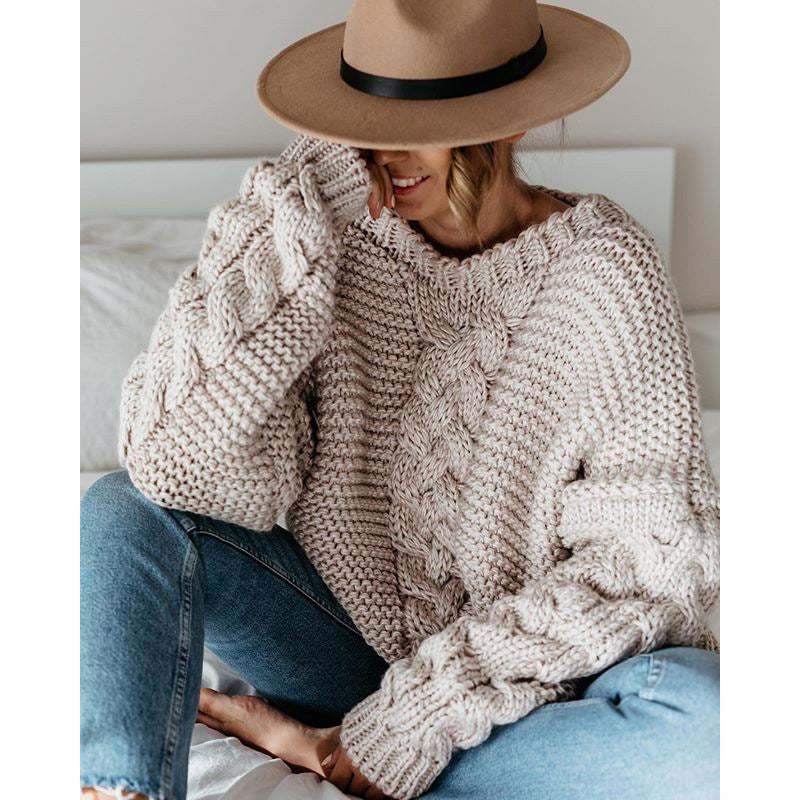Phoebe Elegant Knit Sweater in Beige