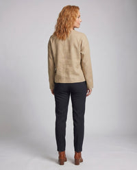 Phoebe Elegant Linen Blouse with V-Neck and Button Front