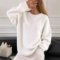 Pia Casual Knit Sweater with Crew Neck and Oversized