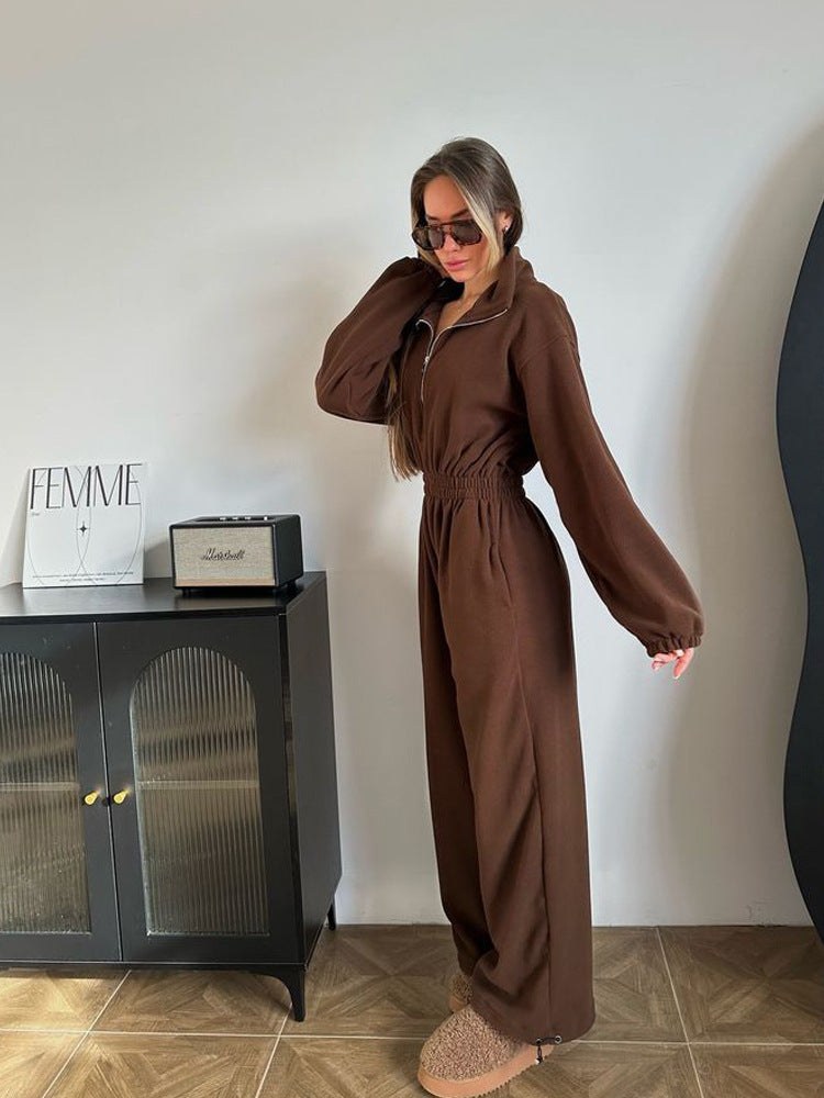 Pia Comfortable Jumpsuit in Coffee