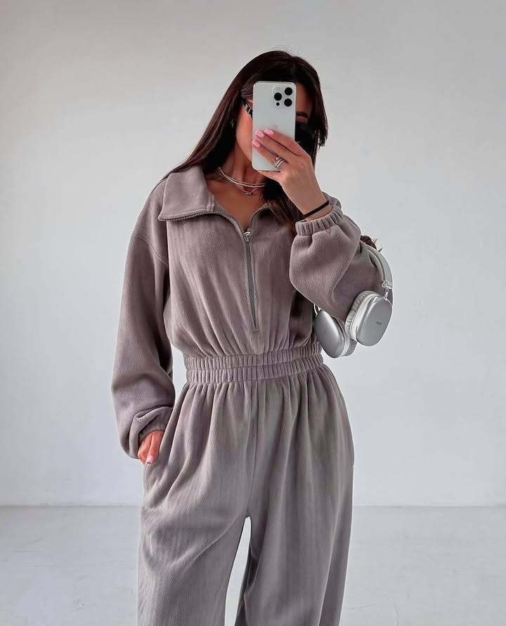 Pia Comfortable Jumpsuit in Light Grey