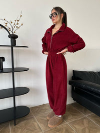 Pia Comfortable Jumpsuit in Red