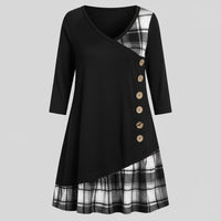Pia Dress with Checked in Black