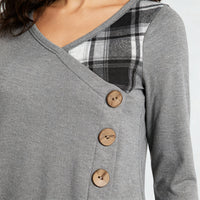 Pia Dress with Checked in Grey