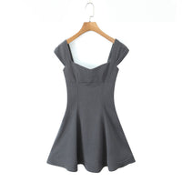 Pia Elegant Dress with Puff Sleeve in Grey