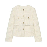 Pia Elegant Jacket with Button Front and Pockets in Multicolor