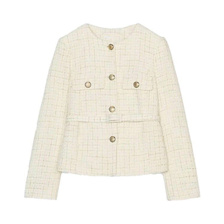 Pia Elegant Jacket with Button Front and Pockets in Multicolor