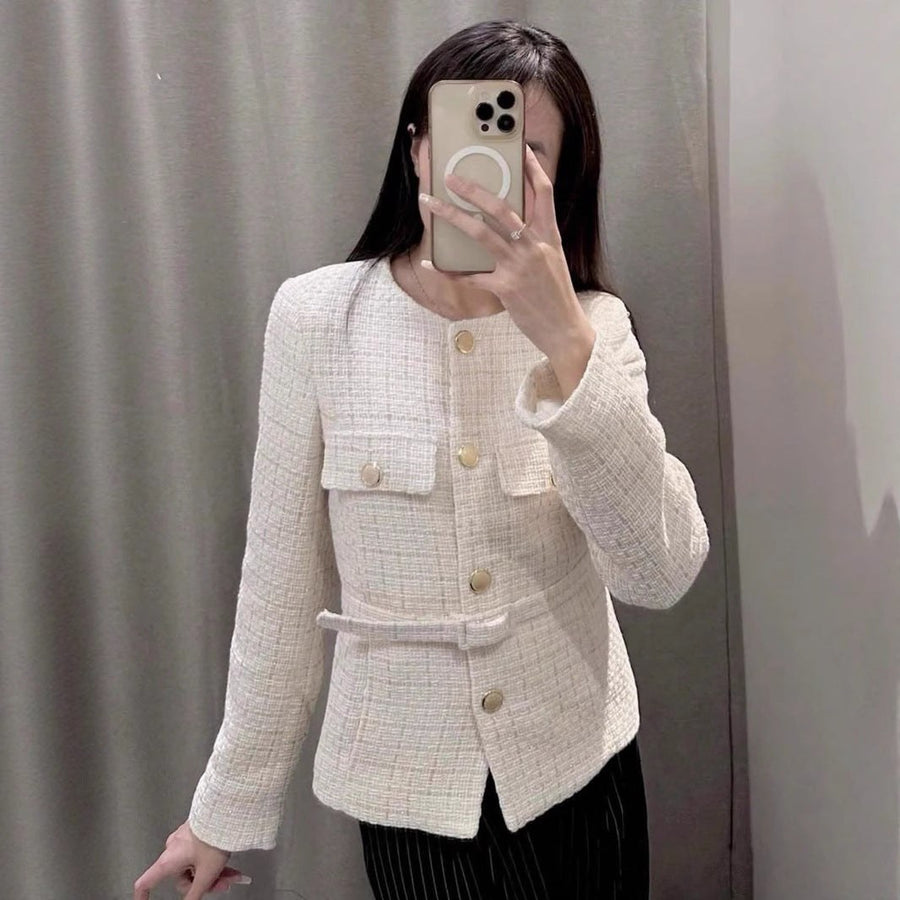 Pia Elegant Jacket with Button Front and Pockets
