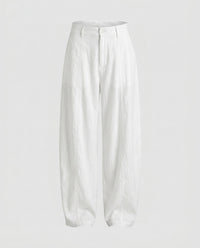 Pia Lightweight Linen Trousers in White
