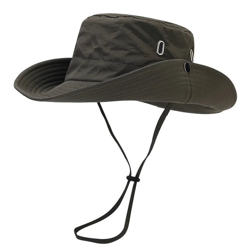 Pia™ Women's Outdoor Travel Sun Hat Summer UV Protection Wide Brim Panama Safari Hunting Hiking Bucket Hat Mesh Fisherman Hat in Army green