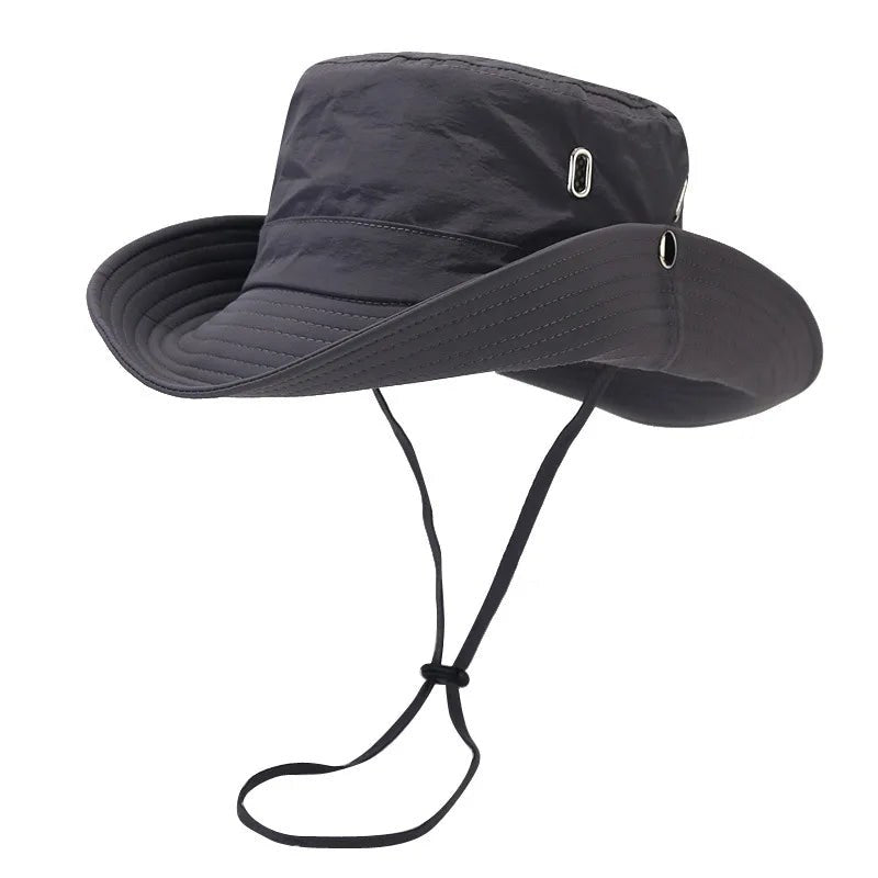 Pia™ Women's Outdoor Travel Sun Hat Summer UV Protection Wide Brim Panama Safari Hunting Hiking Bucket Hat Mesh Fisherman Hat in Gray