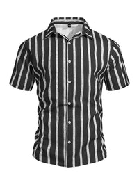 Pieter Casual Linen Shirt with Short Sleeve in Black