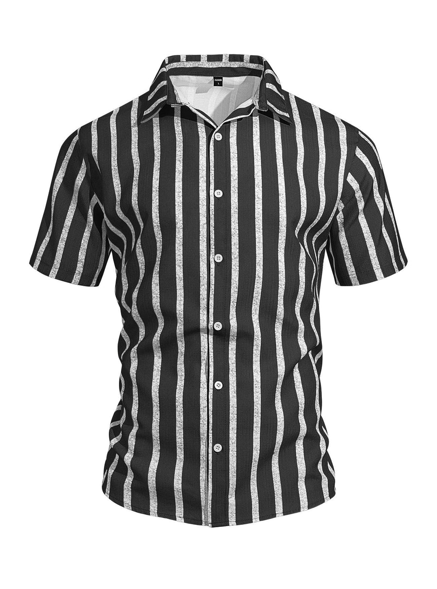 Pieter Casual Linen Shirt with Short Sleeve in Black