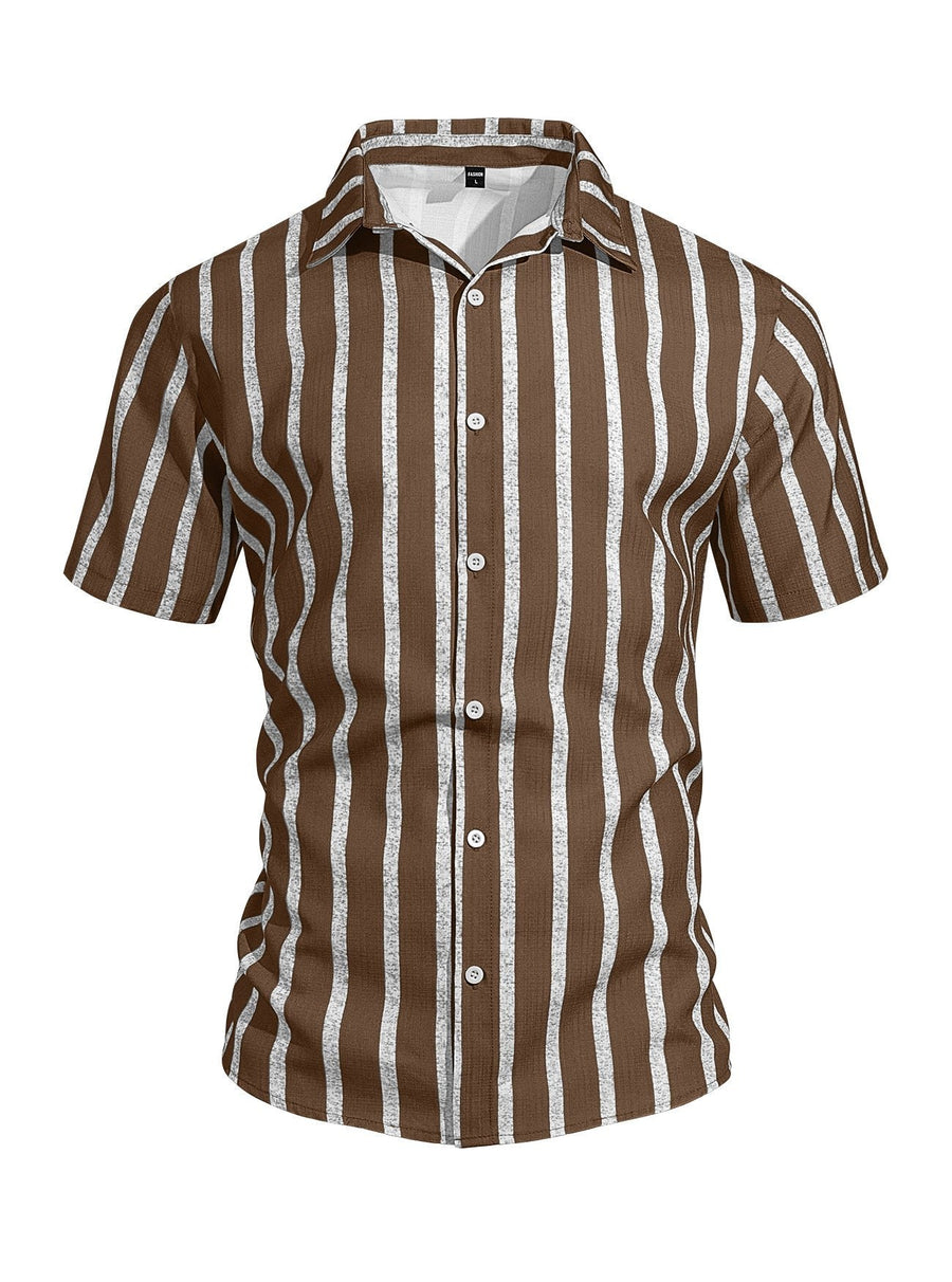 Pieter Casual Linen Shirt with Short Sleeve in Brown