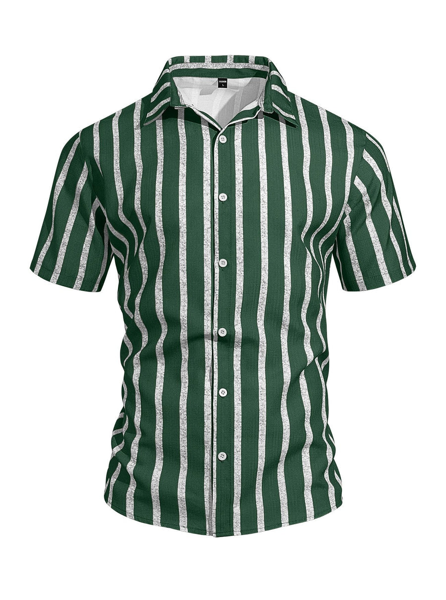 Pieter Casual Linen Shirt with Short Sleeve in Green
