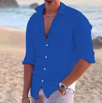 Pieter Elegant Linen Shirt in Navy