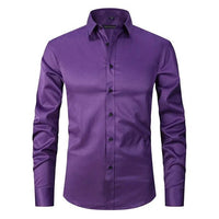 Pieter Shirt with Long Sleeve and Button Front in Purple
