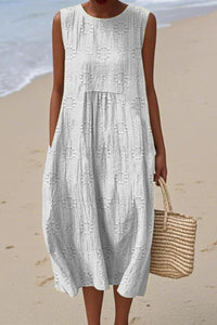 Piper Women's Embroidered Sleeveless Midi Dress in White
