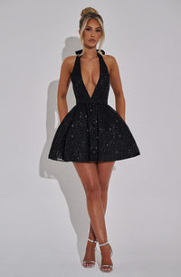 Mariana Mini Dress – Black Sparkle