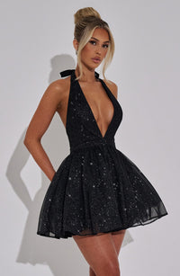 Mariana Mini Dress – Black Sparkle