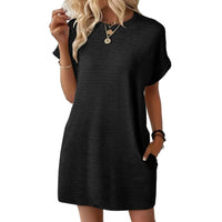 Pippa Women's T-Shirt Dress Short Sleeve Round Neck Casual Mini Dress in Black