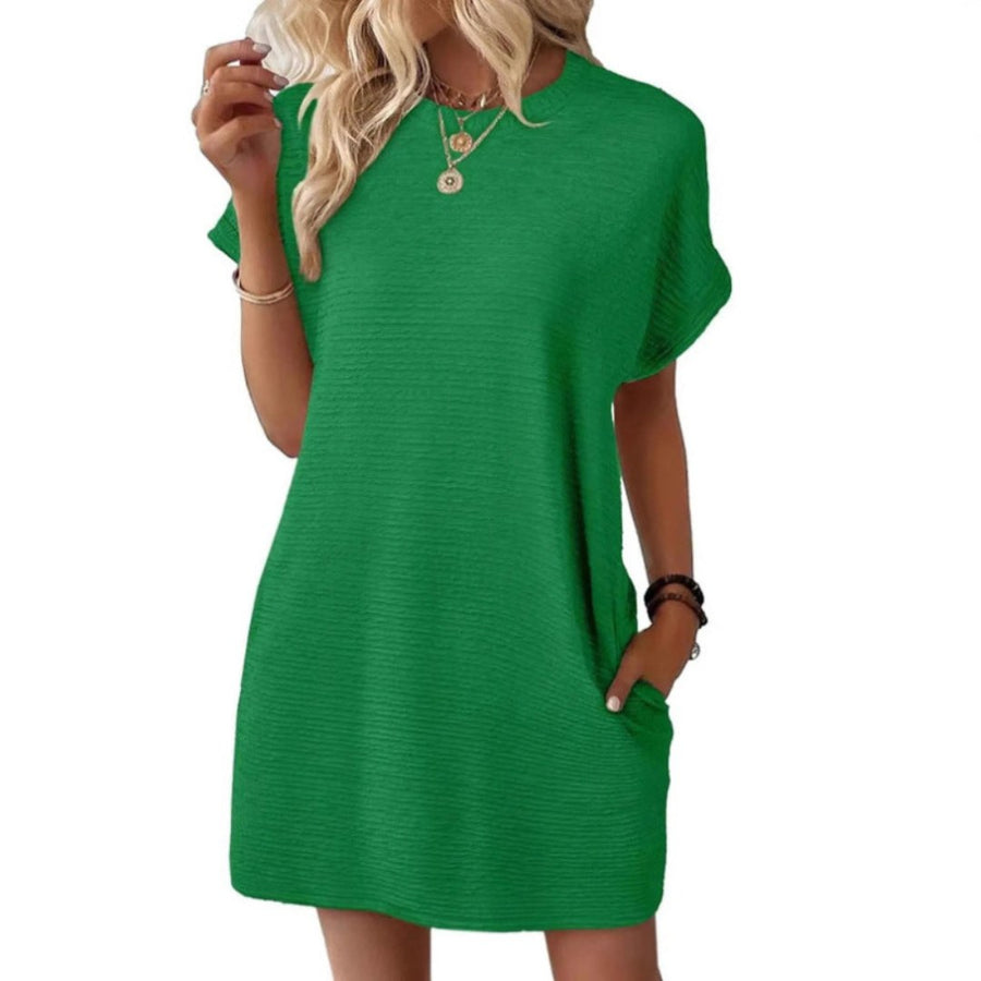 Pippa Women's T-Shirt Dress Short Sleeve Round Neck Casual Mini Dress in Green
