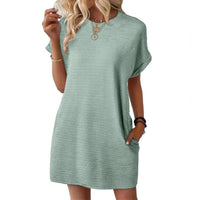 Pippa Women's T-Shirt Dress Short Sleeve Round Neck Casual Mini Dress in Light Green